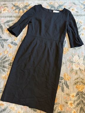 GOAT by Jane Atelier Mini Black Shift Dress Pleat Sleeve Size 8
